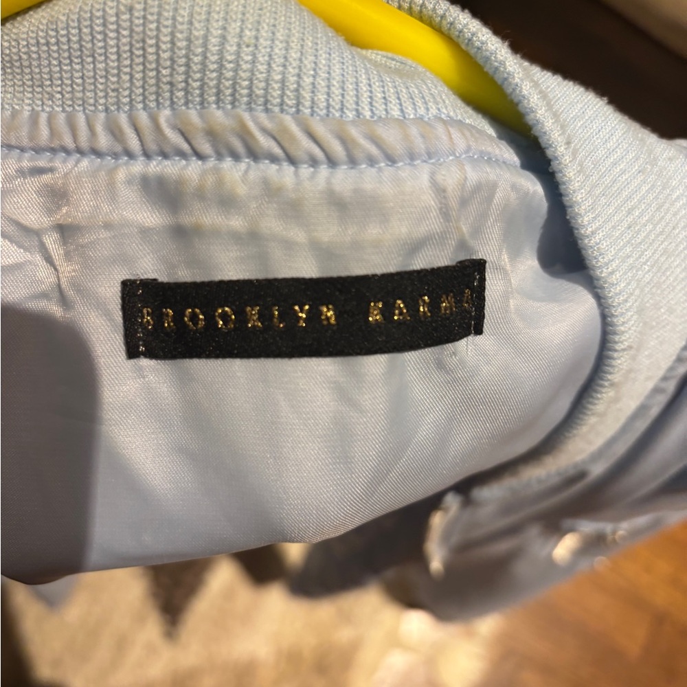 Sky Blue Women's Bomber Jacket View 2